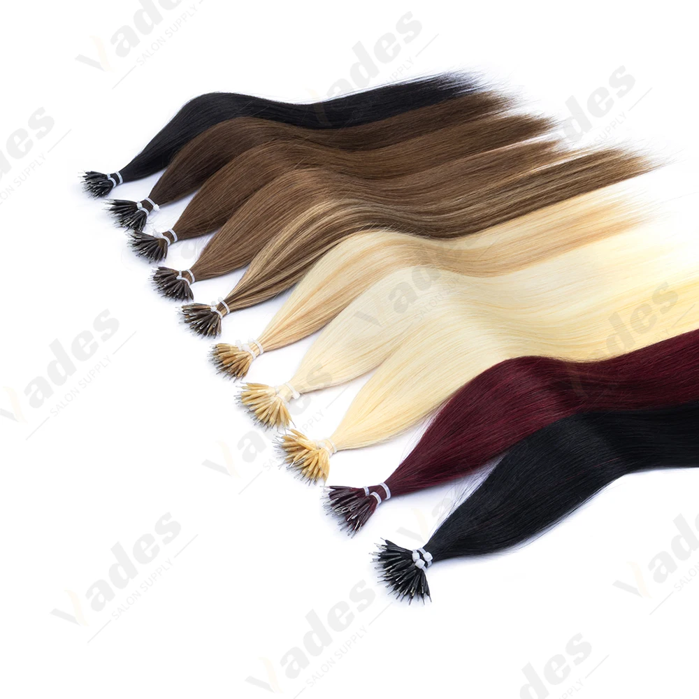 50G Nano Bead Ring Human Hair Extension Pre Bonded Nano Tip Remy Hair Extensions Micro Beads Rings Loop Hand Tied Hairpiece