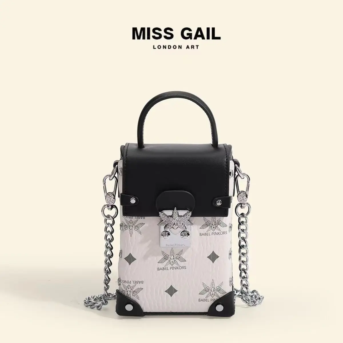 

Fashionable and trendy printed mobile phone bag, summer new cowhide mini chain crossbody bag for women