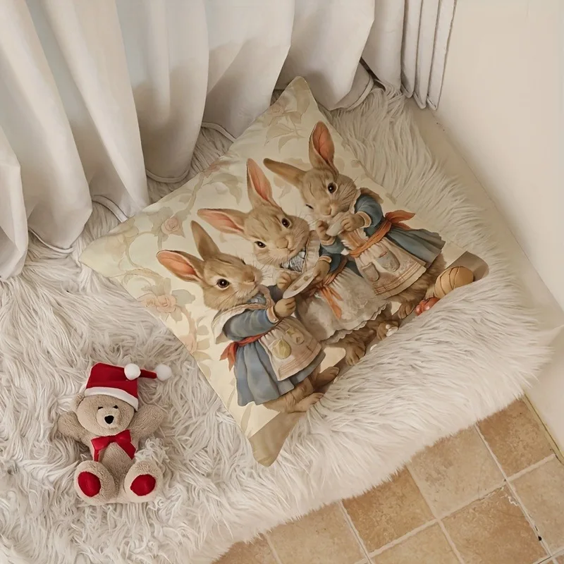 Easter decoration pillow cover rabbit pattern printing cushion cover living room sofa cushion cover bedroom home decoration gift 4