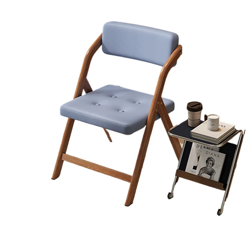 Simple Home Living Room Folding Chair Kitchen Backrest Dining Chair Furniture Space-saving Ironwork Study Office