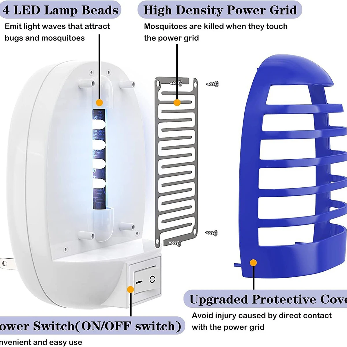 Plug In Bug Zapper Indoor Flying Insect Trap,Electronic Mosquito Zapper Gnat Traps With LED Light For Bedroom,Kitchen,Office_voghion.com