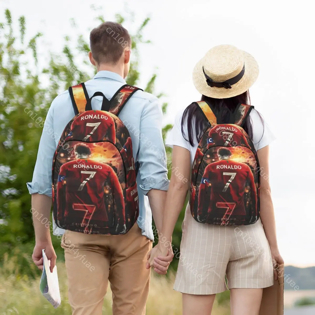 C-Cristianos Backpack Football Star R-Ronaldos Kawaii Backpacks Female Travel Lightweight School Bags Design Rucksack