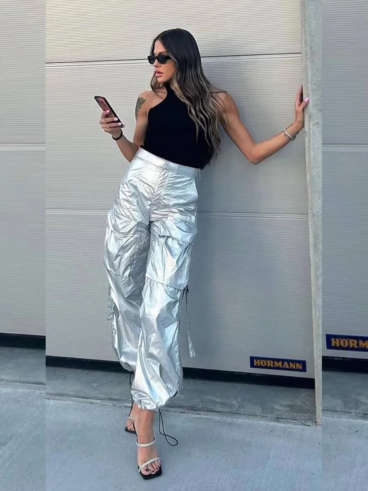 The Raleigh High Waist Metallic Pants In Silver Curves • Impressions Online  Boutique