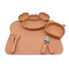 Baby Dinner Plate Compartment Plate Suction Cup with Bear Placemat Bear Bowl Children's Supplementary Tableware 2