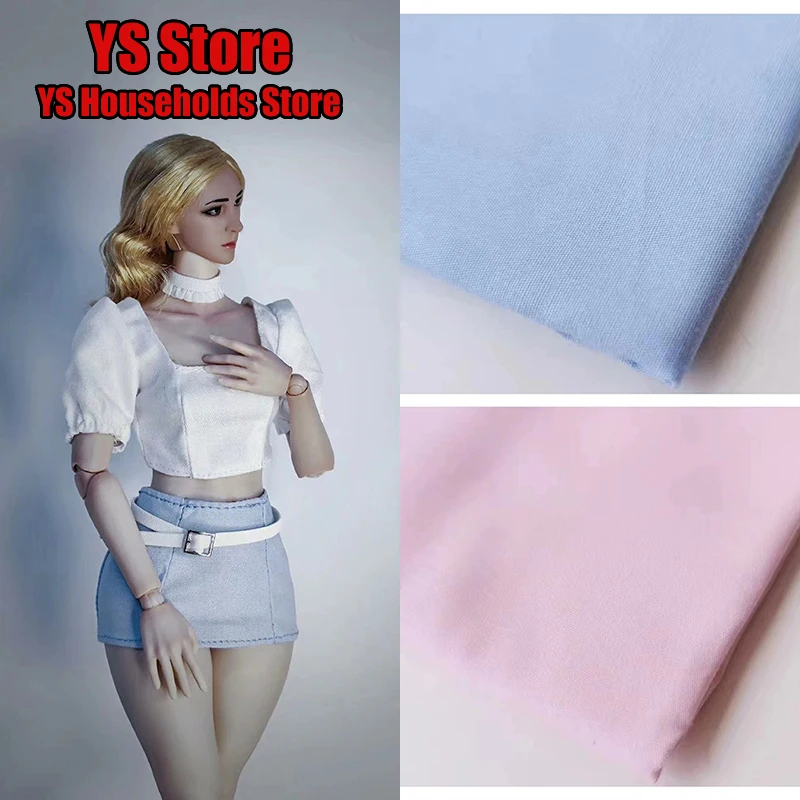 

1/6 Female Soldier Square Collar T-shirt Necklace Light Blue Pink Short Skirt Clothes Accessory for 12" Figure Body Collectible