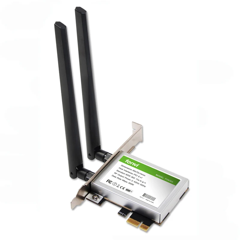 

Двухдиапазонный Wi-Fi адаптер Fenvi 600M Bluetooth 4,0 Pic Express сетевая карта Wi-Fi ключ для Windows 7/8/10/11 для рабочего стола комплект антенны