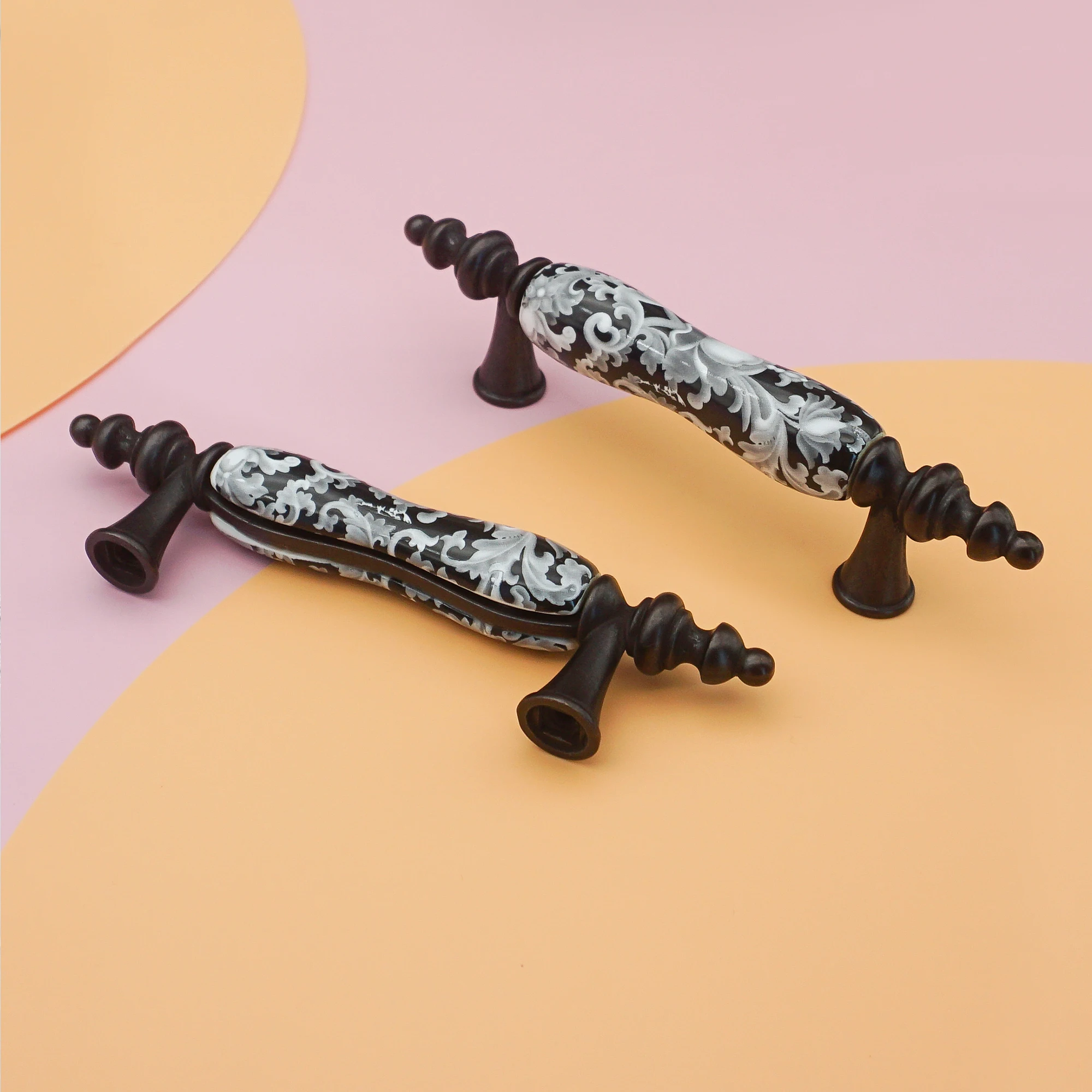 

3'' Ceramic Knobs Handles Dresser Pull Knobs Drawer Pulls Antique Bronze Black Door Handles Kitchen Cabinet Handle Furniture