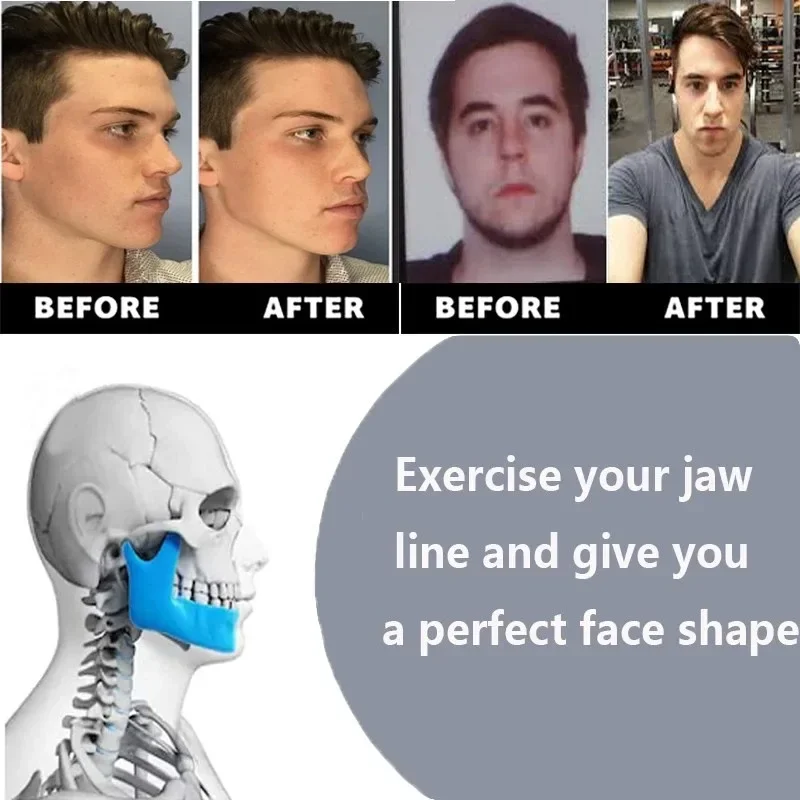 Jaw Exerciser Face Stress Ball Silica Gel Jawline Muscle Facial Toner Cheekbones Trainer Gym Fitness Exercise Equipment Lanyard
