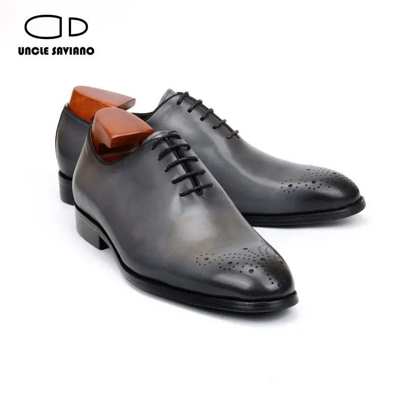 

Uncle Saviano Oxford Brogue Dress Men Shoes Fashion Business Office Designer Handmade Genuine Leather Luxury Shoes Men Original