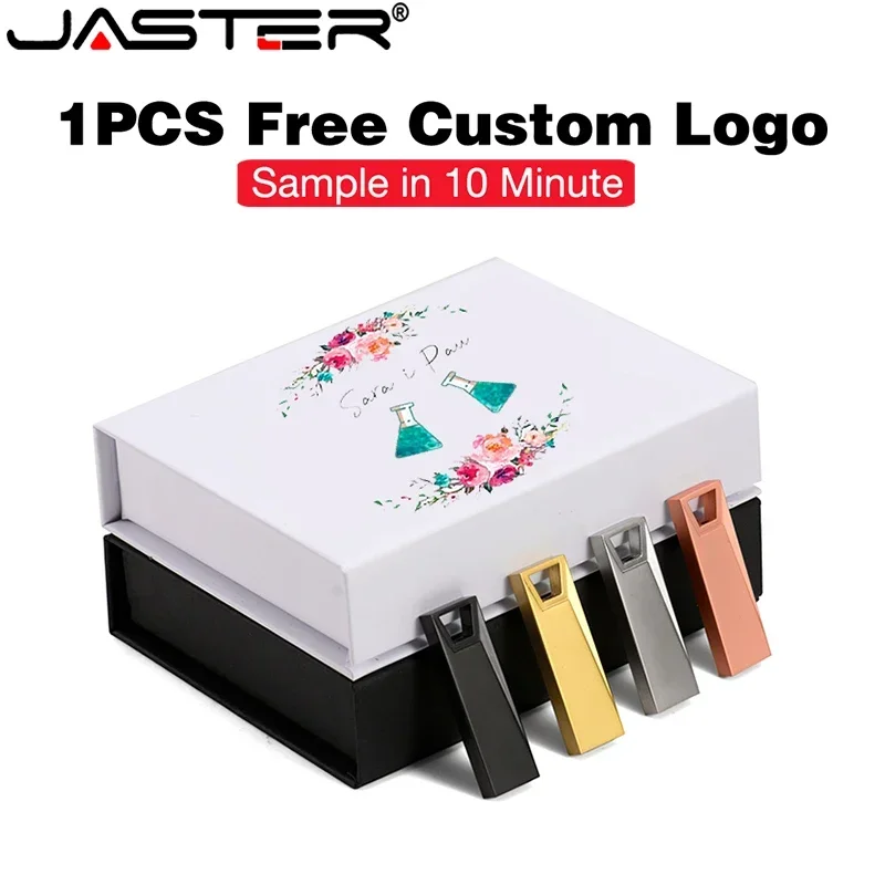Jaster Logo Personalizzato Gratuito U Disk 128Gb Regalo Di Nozze Chiavetta Usb 64Gb Chiavetta Usb In Metallo 32Gb Box U Disk 16Gb Capacità Reale 8Gb