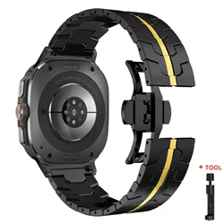 Premium Stainless Steel Watch Band - Elegant No - Gap Metal Bracelet Strap - Watch 8 Classic 46mm (Black Gold)