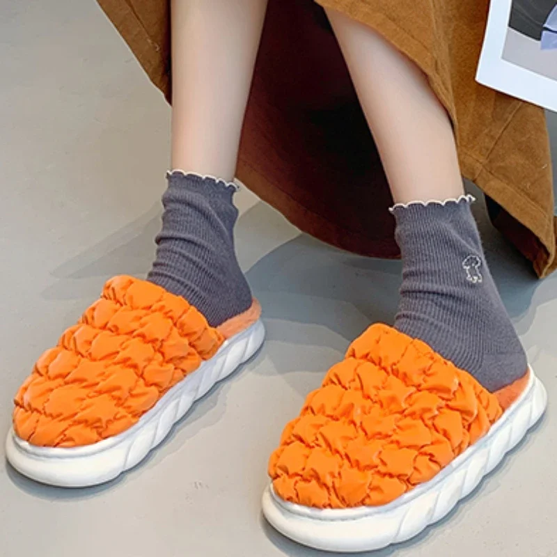 

2023 Hot Sale Shoes for Women Winter Warm Concise Women' Slippers Solid Color Closed Toe Platform Low-heeled Zapatillas De Mujer