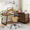 Tribesigns L-Shaped Computer Desk with 3 Drawers, Reversible Corner Home Office Desk with Shelves, 53-Inch Industrial PC Desk St 5