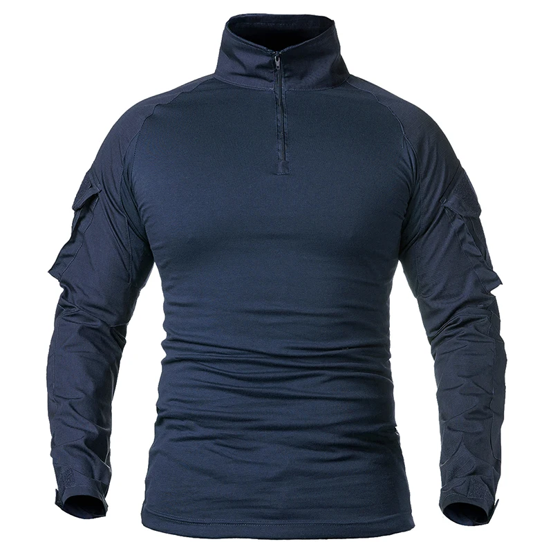 IDOGEAR Chemises De Combat Chemise Tactique à Manches Longues avec Coudières Chemises Militaires avec Poches Vêtements Airsoft Hauts (Gray,Small