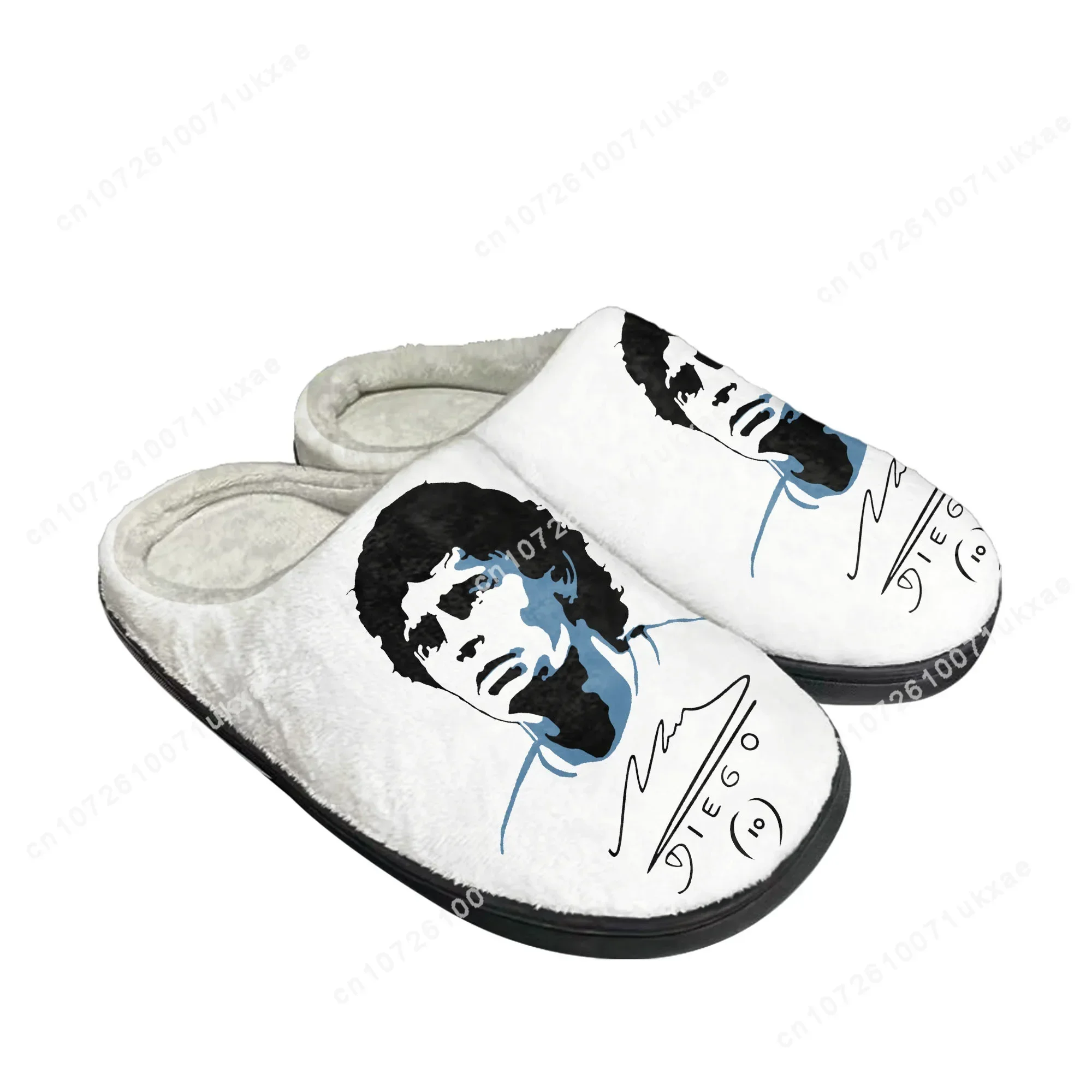 Diego Maradona football player Home Cotton Slippers Mens Womens Plush Bedroom Casual Keep Warm Shoes Indoor Customized Shoe