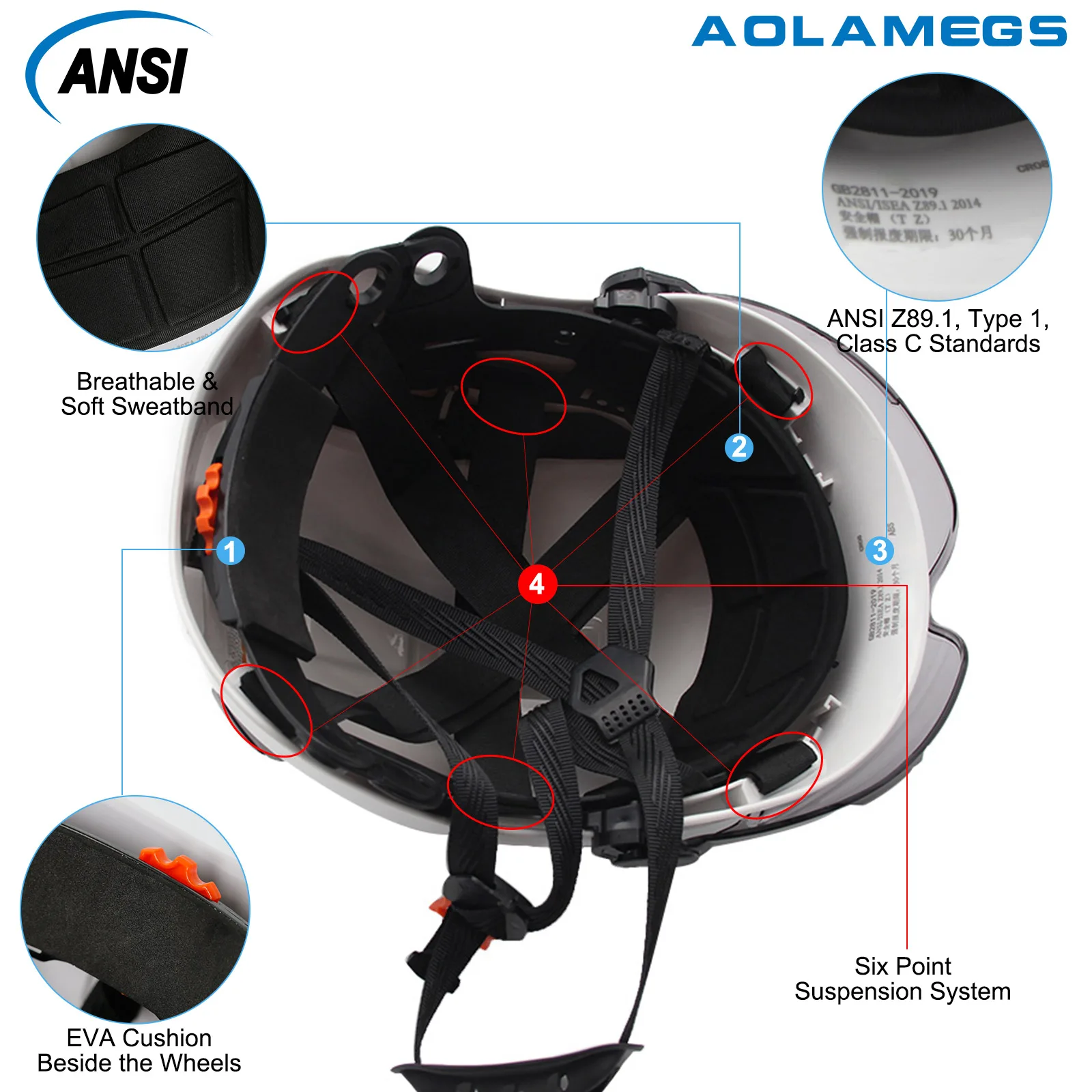 CE Safety Hard Hat Visor Adjustable Vents Work Cap Head Protective Helmet Goggles Outdoor Riding Climing Rescue