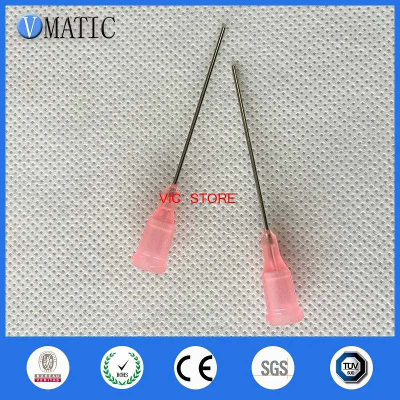 100Pcs 20G Pink 1'' Stainless Steel Glue Dispensing Needle Tube Length 25.4mm Dispense Needle 1 Inch