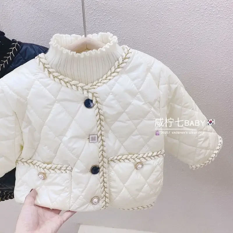 Winter New Kids Baby Girls Solid Color Waterproof Thicken Fleece Plush Top Outfits Children Clothing Jacket Outwear 0-7Y