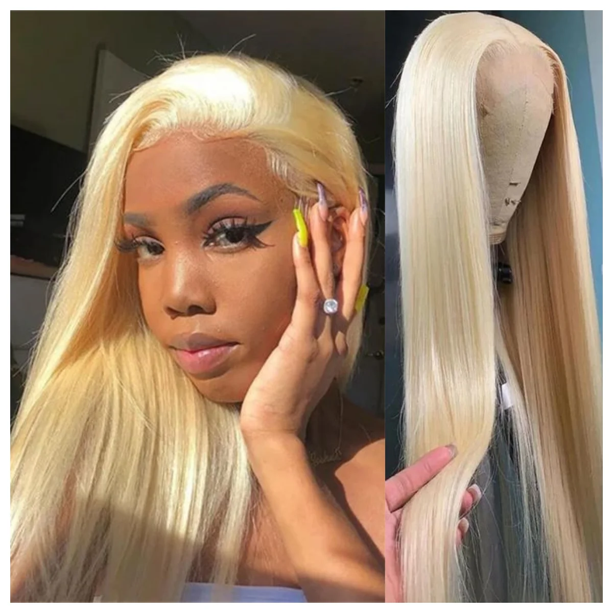 

40 Inch 613 Honey Blonde Wigs Human Hair Lace Frontal Wig 13x4 HD Lace Glueless Straight Brazilian 100% Human Hair Pre Plucked