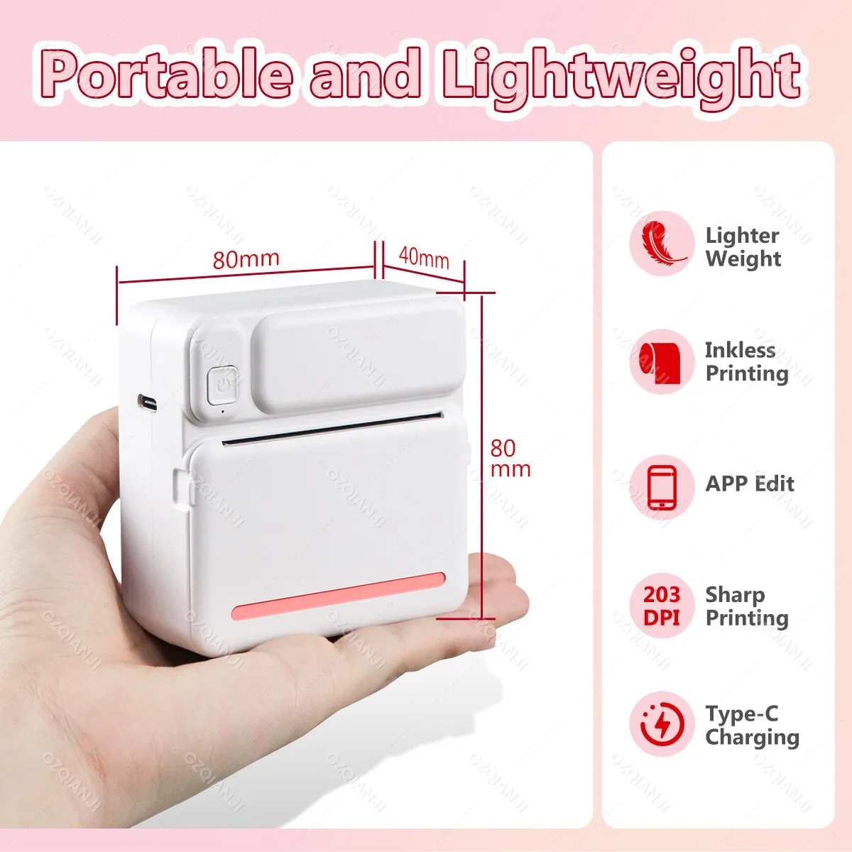 58mm Portable Mini printer thermal 57mm pocket Label printer Bluetooth Android IOS APP inkless sticker printer for home office