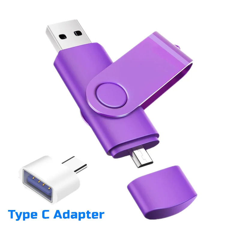 3 in 1 OTG USB Flash Drive 16GB Memory stick 32GB 64GB Pendrive 8GB TYPE C USB 2.0 High Speed Pen Drive For SmartPhone/Tablet/PC