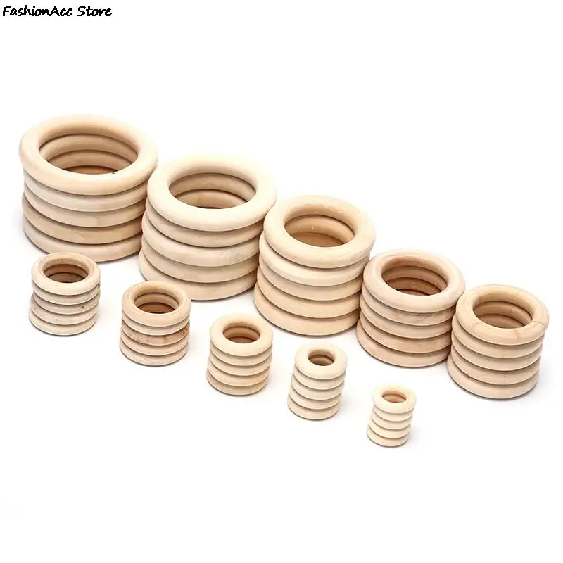 Unfinished Solid Wooden Rings 5/10/20/50pcs 20-70MM for Macrame DIY Crafts Ornaments Jewelry Making