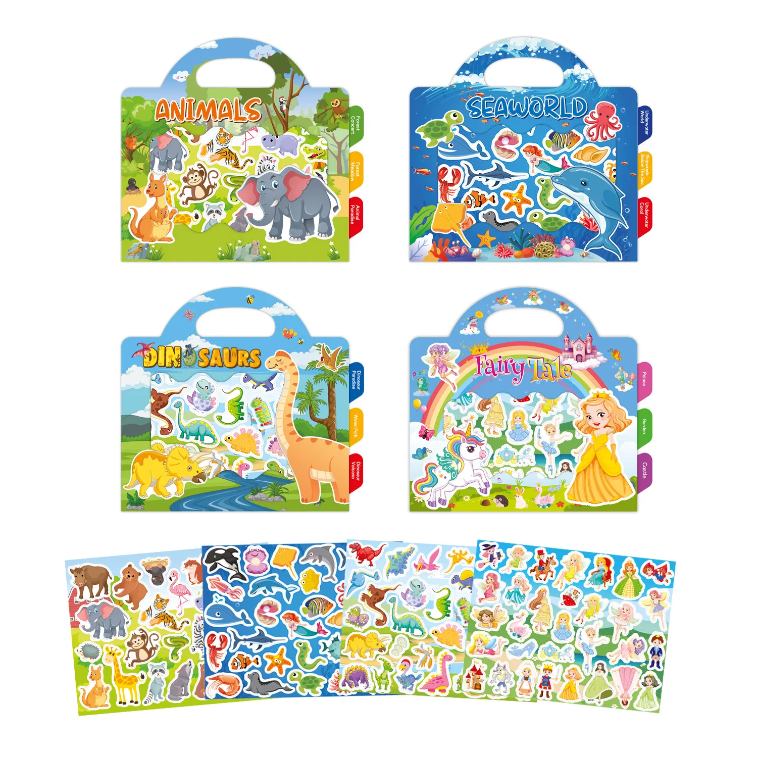 Reusable Cartoon Animal Stickers for Kids DIY Hand-on Puzzle Learning Cognition Puzzle Book Educational Toy Gift