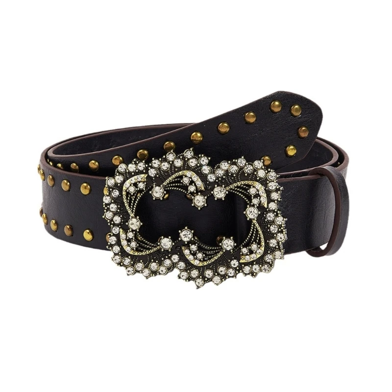 

Y166 Harajuku PU Waist Belt with Alloy Rivet Teens Jeans Skirt Wear Resistant Belt
