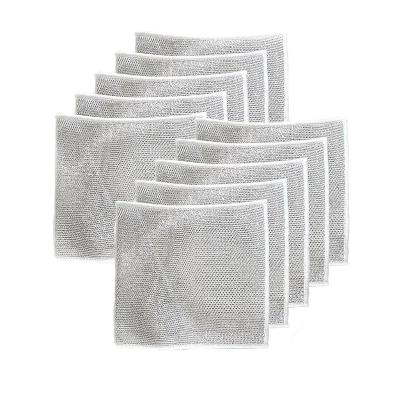 

5pcs/10PCS Wire Dishwashing Rags for Wet and Dry Use Non Scratch Cleaning Cloth