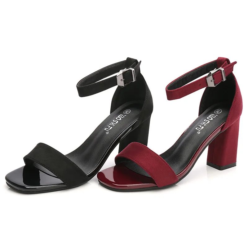 Women 2022 Summer Fashion Sandals Medium High Heel Block Heel Sandals Outdoor Fashion Sandals Women Heels Plus Size 33-41