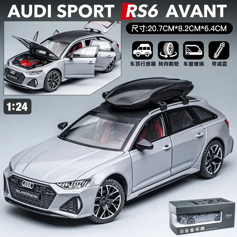 1:24 Audi RS6 Avant Station Wagon Alloy Car Model Diecast Metal Toy Car Model Simulation Sound and Light Kids Toys Gift C160 6