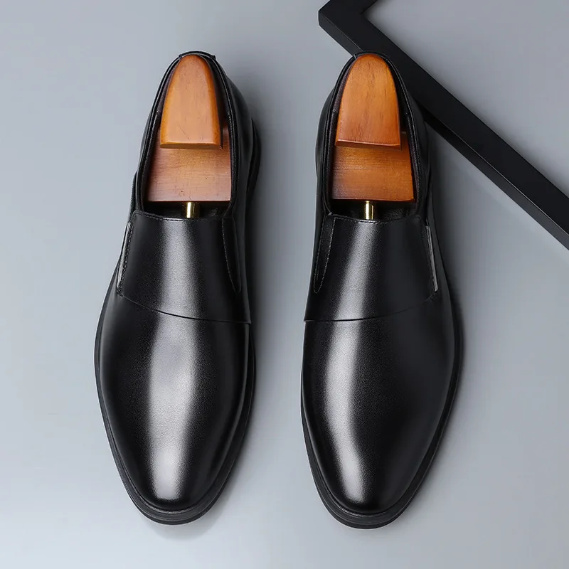 New Fashion Dress Men's Shoes Pointed Toe Leather Men Casual Formal Loafers Business Wedding Oxfords Shoes Zapatillas De Hombre