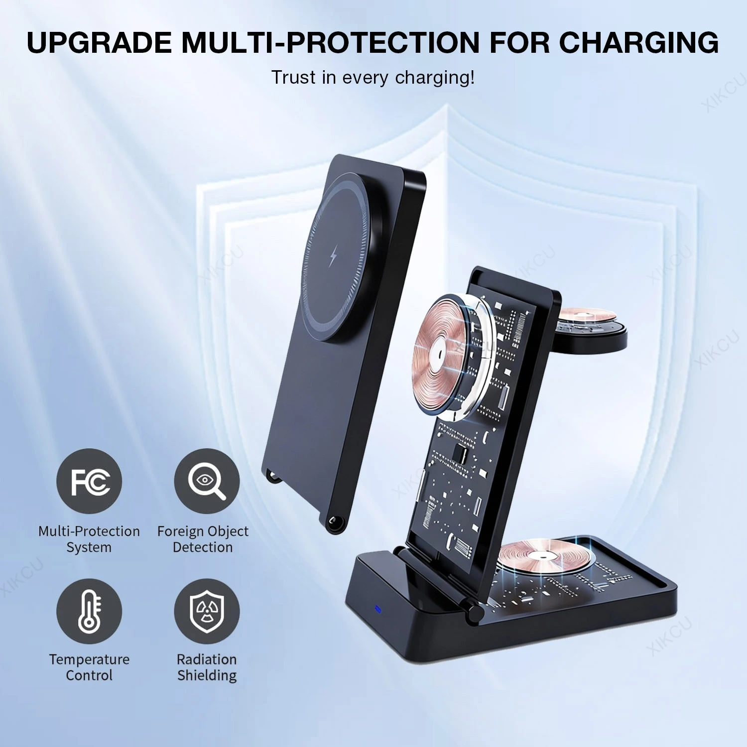 3 in 1 Magnetic Wireless Charger Foldable Phone Stand For Magsafe iPhone 17~12 Pro Max iWatch 11~2 SE Airpods Pro Fast Charging