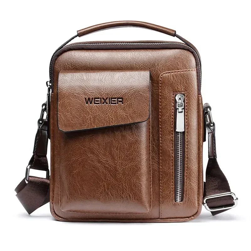 WEfeast-Sacs à bandoulière en cuir PU pour hommes, sacs à main multifonctions, capacité masculine, sac messager, fourre-tout, 16 initiés