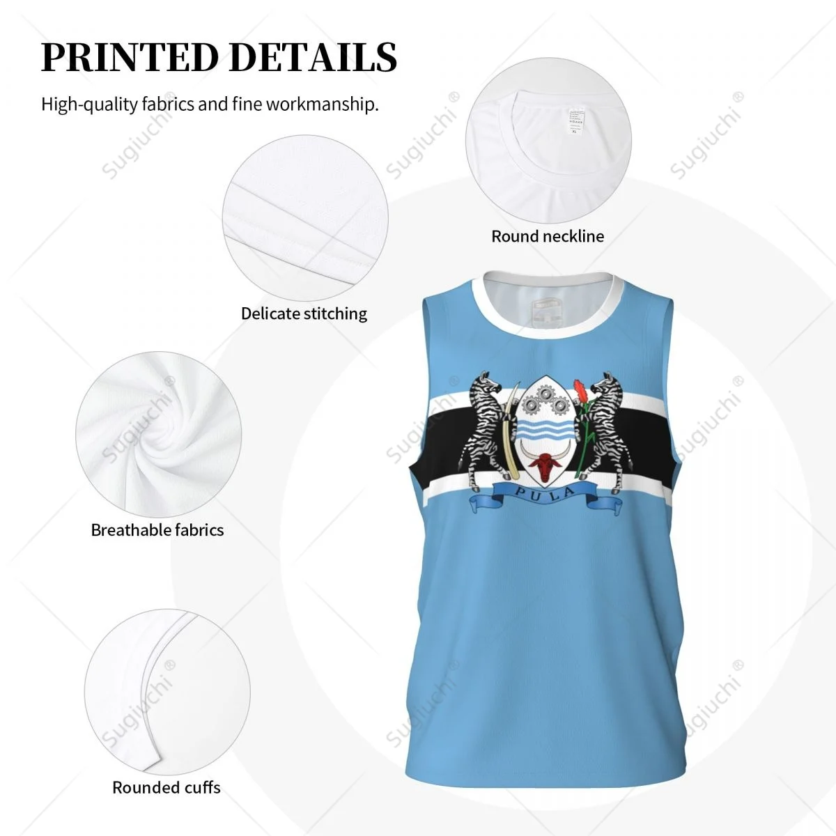 Botswana Flag Men Basketball Sports Running Fitness Multifunction Sleeveless tshirt Exclusive Name Nunber
