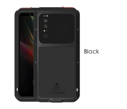 Love Mei Military Grade Metal Protective Case - Shockproof and Dustproof Silicone Cover (Xperia 1 II-Black)