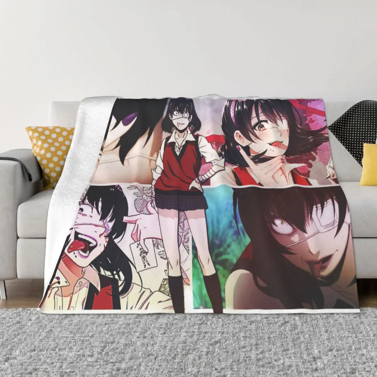 

Ikishima Midari Blanket Fleece Summer Air Conditioning Kakegurui Japan Anime Ultra-Soft Throw Blankets for Sofa Couch Rug Piece