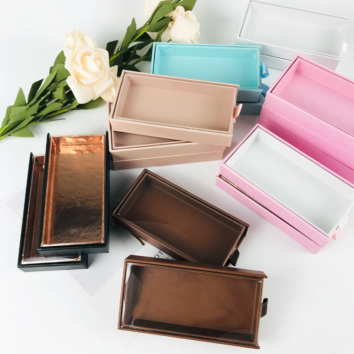 Wholesale New 25MM Mink Eyelash Packing Box  Lash Boxes Case With Tray  Flip Magnetic Box Print Logo Empty Eyelashes Box Package 2