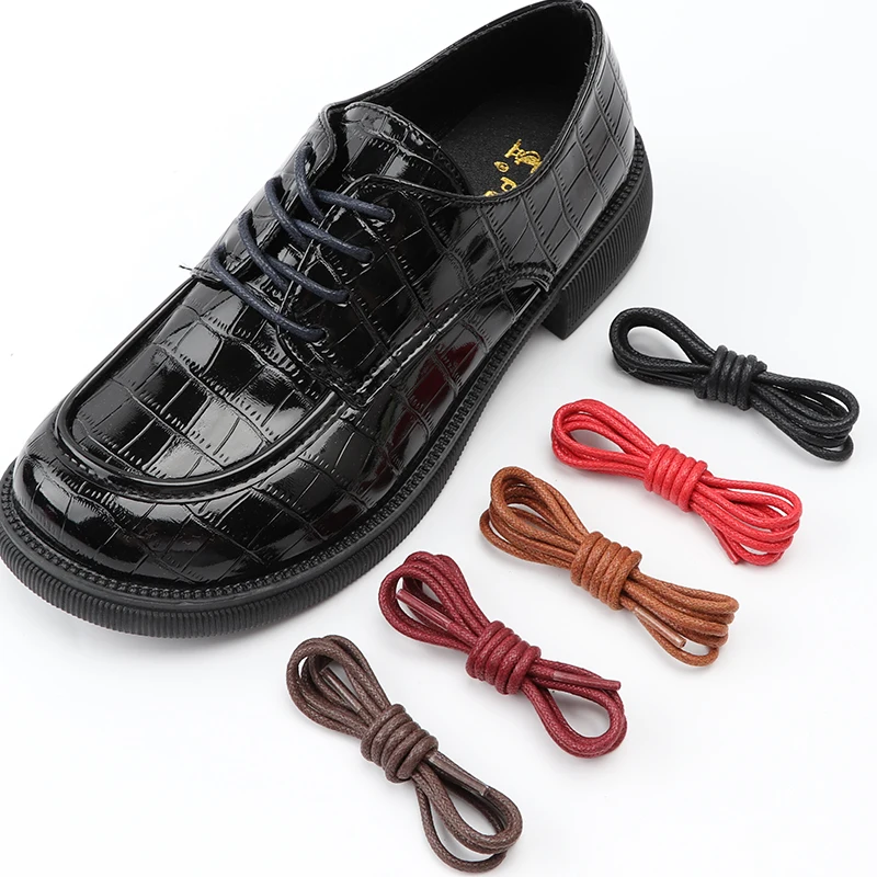 1Pair Waxed Shoelaces Leather Shoe Laces Ropes Round Strings Casual  Bootlaces E