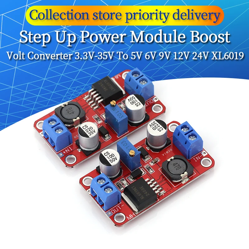 5A DC-DC Step Up Power Module Boost Volt Converter 3.3V-35V To 5V 6V 9V 12V 24V XL6019 Adjustable Output Regulator