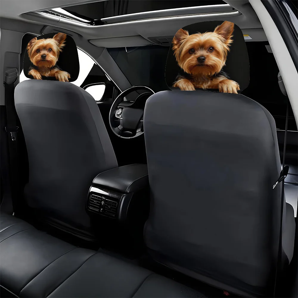 Set mit 2 Auto-Kopfstützenbezügen | Verspieltes Yorkie-Design | Einfach zu installieren und zu reinigen – Detail 5