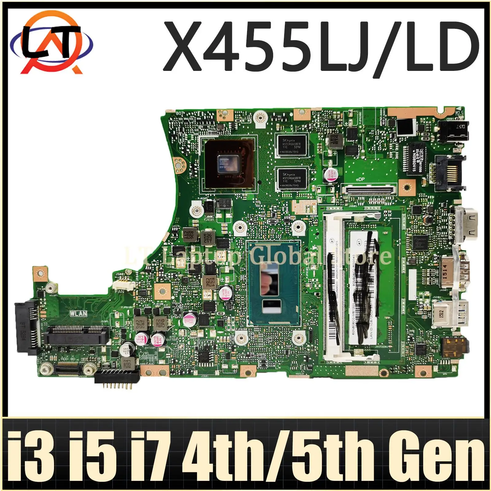 

X455LJ Mainboard For ASUS X455LF X455L X455LD A455L F454L X455LA Laptop Motherboard I3 I5 I7 4th 5th Gen CPU PM/UMA RAM-4GB