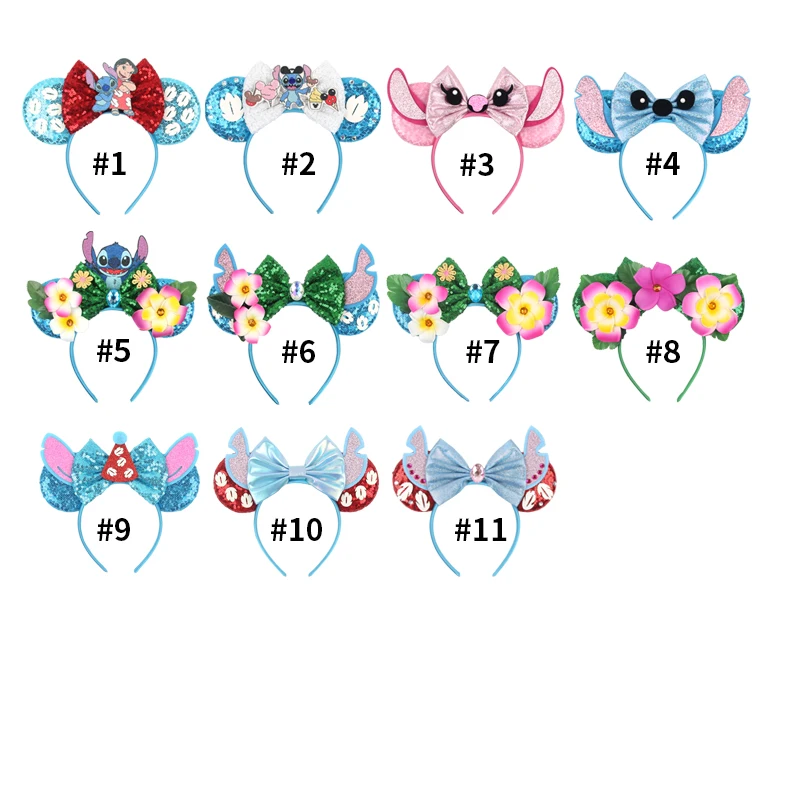 2024 Cute Candy Colors 4Inch Thicken Mouse Ears Headband For Girls Sequins  5 Bow Hairband DIY Festival Party Hair Accessories - AliExpress