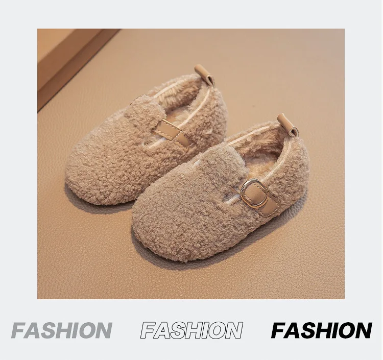 Winter-Kinderschuhe 2026 neue Mädchen-Flauschige Baumwollschuhe mit weichem Boden, rutschfeste Kindermode, einfache Plüschschuhe, Trend, vielseitig – Detail 10