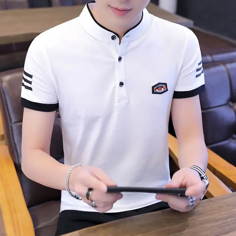 thumbnail image 1 of Camiseta polo de algodón para hombre, ropa de verano de manga corta de alta calidad para hombre, camisetas con cuello, ropa urbana sencilla, tallas grandes, 1 of 5