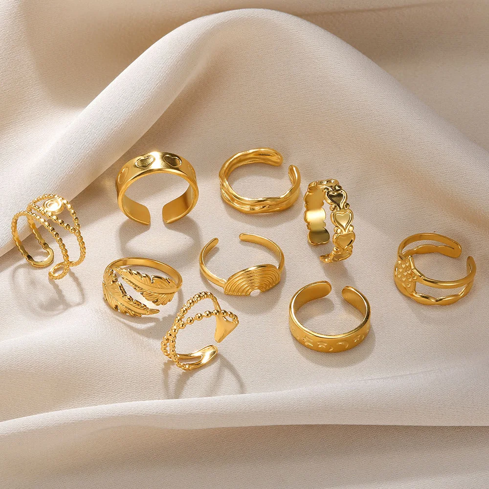 Feder Anillos Mujer Edelstahl Ringe Für Frauen Gold Farbe Bague Finger Ringe Devil'S Eye Anel Herz Schmuck Neue In Ring – Detail 39