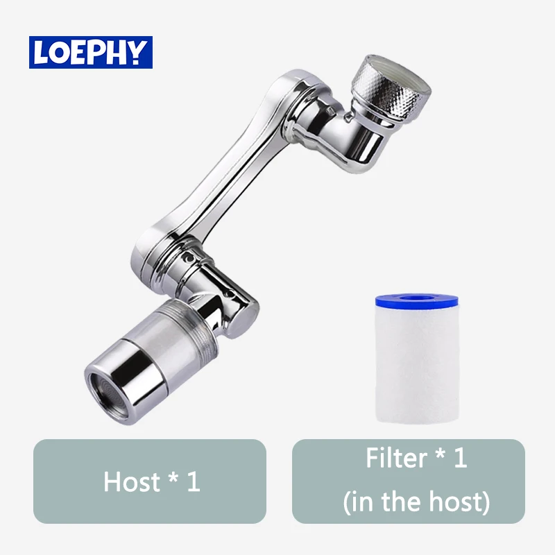 1080° Rotating Water Purification Filter Plastic Faucet Mechanical Arm Spray Head Kitchen Washbasin Extension Tap Aerator Univer
