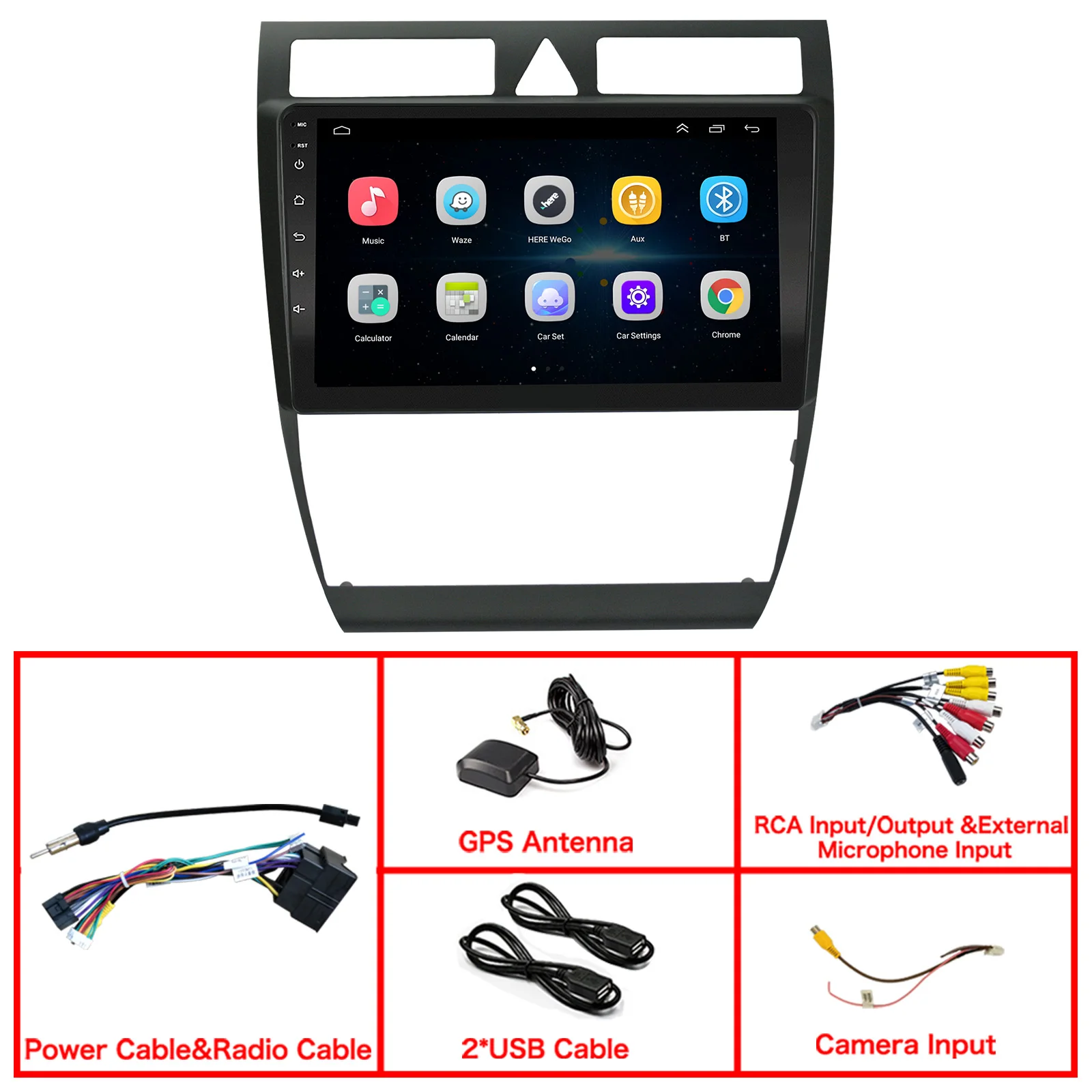 EzoneTronics CarPlay Android Radio for Audi A6 1997-2004 HD GPS Navigation, Bluetooth, USB Player, Car Entertainment System