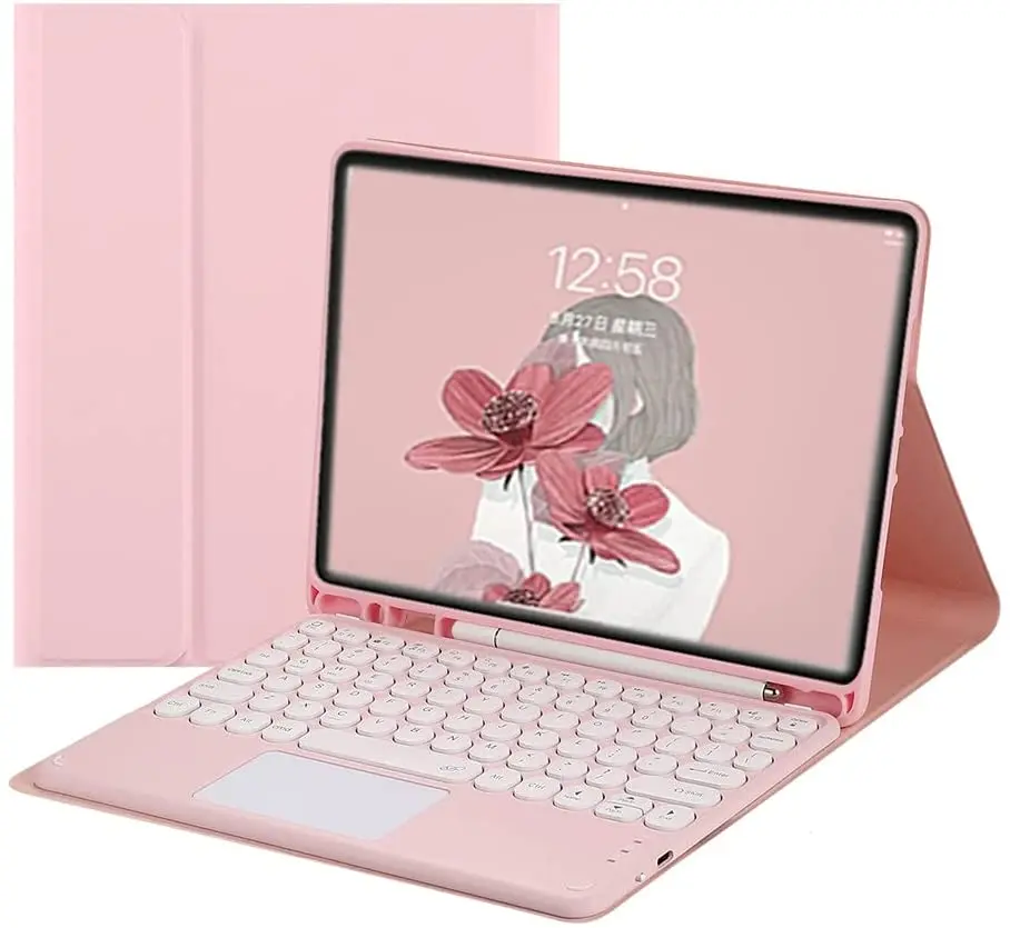 무선 블루투스 키보드 케이스 삼성 갤럭시 탭 S8 울트라 14.6 SM-X900 X906 태블릿 연필 홀더 터치 패드 키보드 커버
