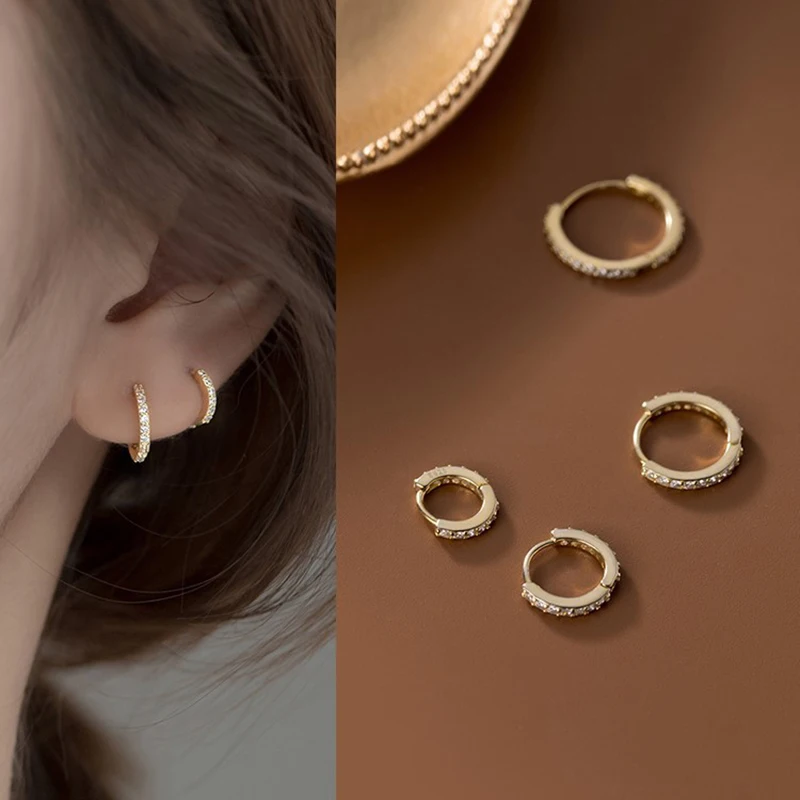 Boucles D'oreilles Créoles Plates Acier Inox - Pour Piercing Hélix, Conque, Tragus - 16G, Zirconium